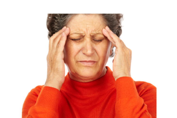 Senior woman with headache