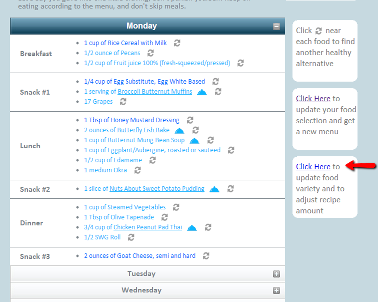 Food variety Trim Down Club
