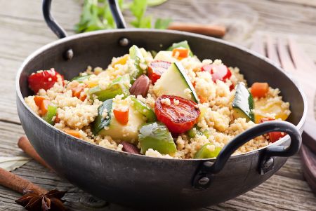 Millet with Zucchini, Olives, and Tomato