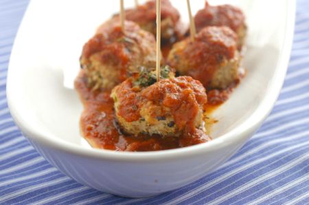 Turkey and Ricotta Meatballs with Curly Kale