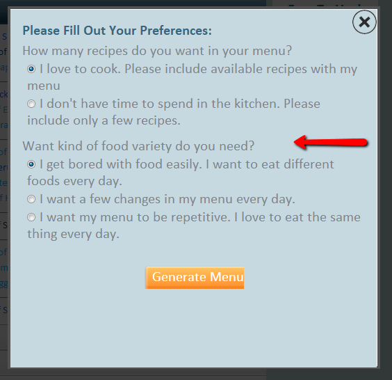 Food variety Trim Down Club