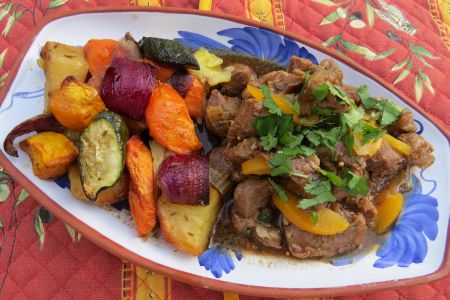Moroccan Lamb Stew With Spiced Roasted Vegetables