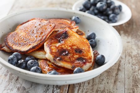 Ricotta Pancakes with Blueberry Sauce