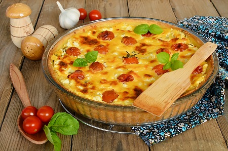 Cherry Tomato and Dill Quiche with Goat Cheese