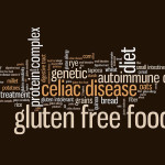 Words related to Gluten terminology on a brown background