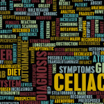 A blackboard covered in words related to Celiac Disease and Gluten intollerence