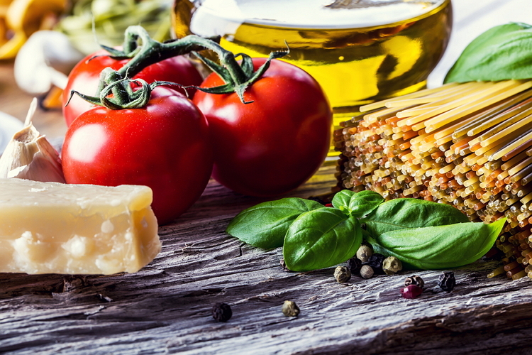 Various foods associated with the Mediterranean Diet