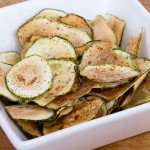 zucchini chips or courgette crisps oven baked in bowl