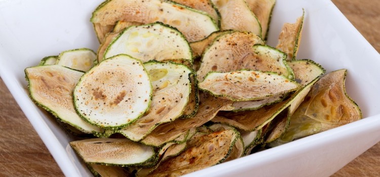 zucchini chips or courgette crisps oven baked in bowl