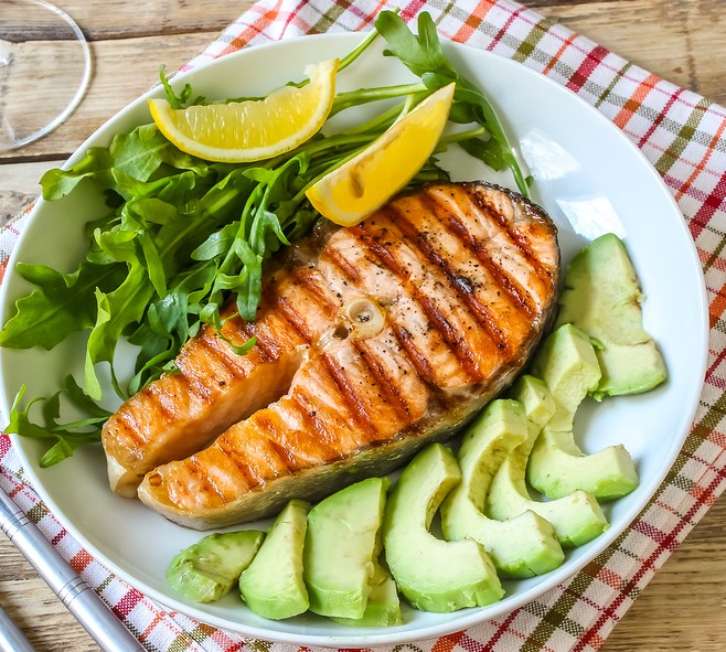 Keto baked salmon with avocado