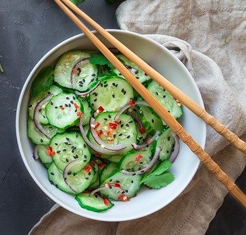 Keto cucumber salad with sesame seeds