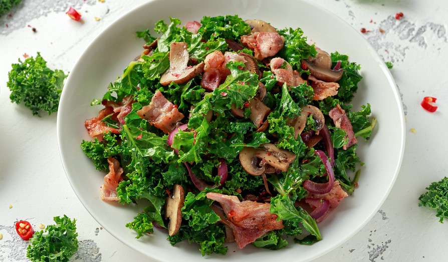 Keto kale and bacon salad