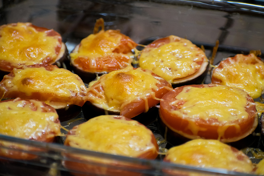 Keto baked eggplant with mozzarella cheese