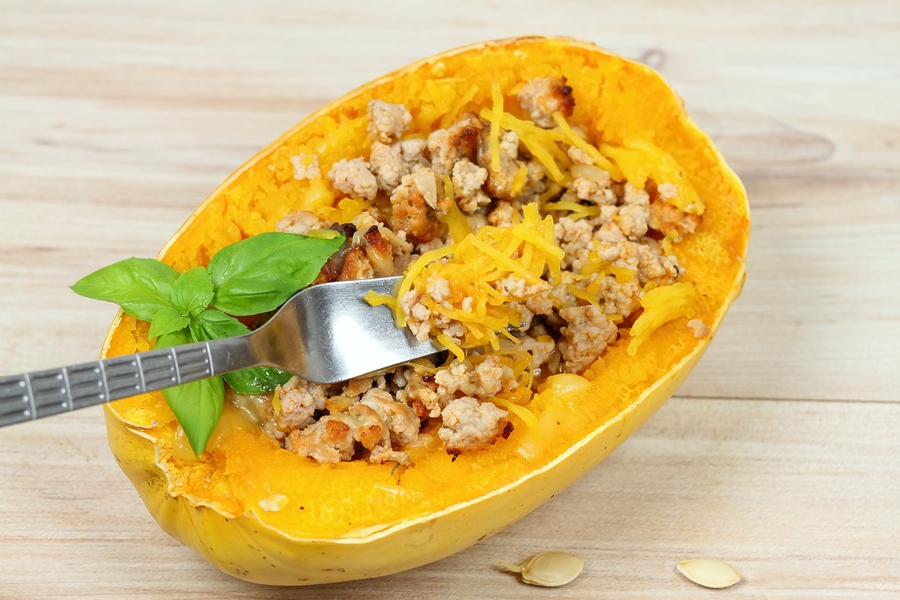 Keto Beef-stuffed spaghetti squash