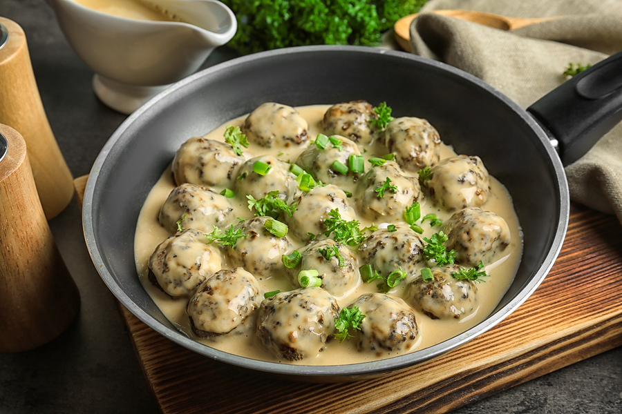 Keto beef meatballs in  coconut cream